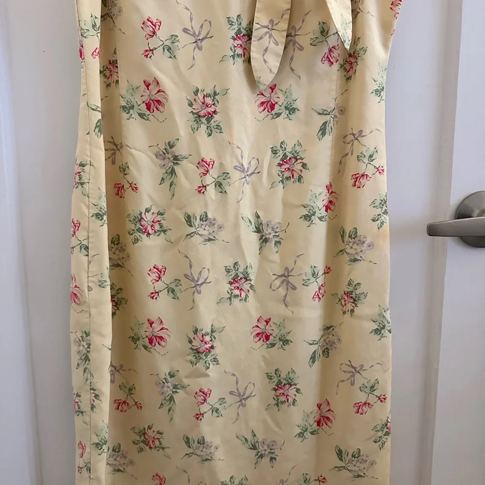 Vintage Laura Ashley Yellow Floral Silk Dress - Picture 3 of 5